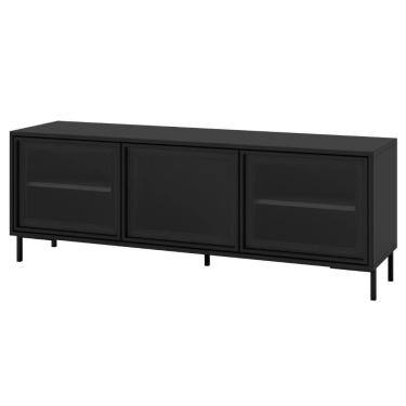 Imagem de Rack para TV até 55 Polegadas 3 Portas de Vidro 2 Prateleiras Refresh BR149 Preto - BRV Móveis
