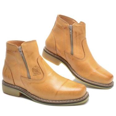 Imagem de Botina social urbana Masculina de couro 050-Q  bege - CLACLE, Bege, 42