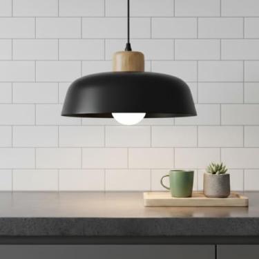 Imagem de Luminária Pendente Lustre Estilo Nórdica Teto Cozinha Bancada Americana Ambientalista (Preto)