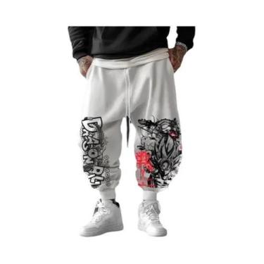 Imagem de Calças Jogger Unissex De Algodão Com Punho No Tornozelo E Perna Larga,