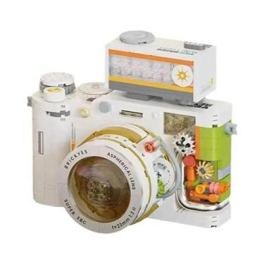 Imagem de Câmera De Blocos De Montar Retrô Com Acessórios De Lente E Flash Simul