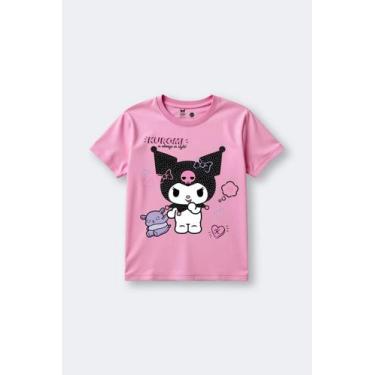 Imagem de Blusa infantil menina Kuromi com strass Brandili, 8, Rosa