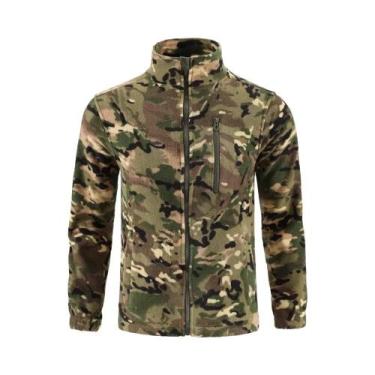 Imagem de Jaqueta De Fleece Camuflada Dupla Face, Cardigã Tático Quente Para Mon