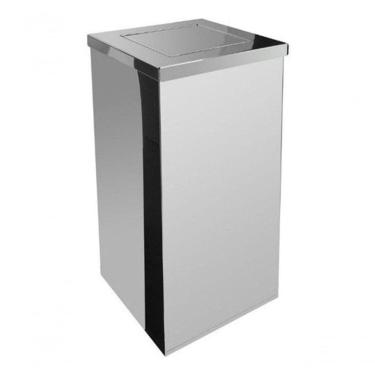 Imagem de Lixeira Inox Quadrada com Tampa Vai-vem 36L em Aço Inox para Cozinha e Escritório Inox