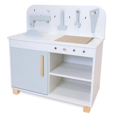 Imagem de Bancada de Ferramentas Oficina Infantil Cinza Kit Livro Educativo - Ei