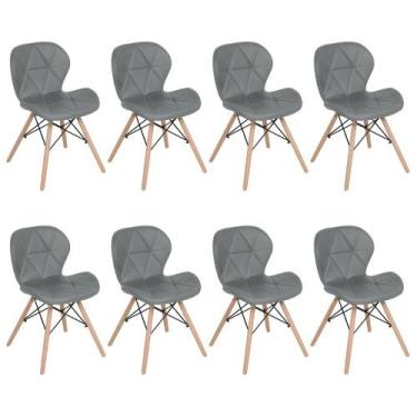 Imagem de Laraz, Kit 8 cadeiras estofadas Charles Eames Eiffel Slim Wood confort