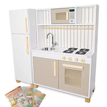 Imagem de Cozinha Infantil Retro com Geladeira Kit Livro Educativo - Eita Casa P