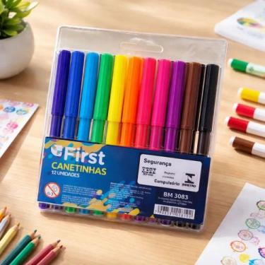 Imagem de Kit de Canetinhas Coloridas com 12 Unidades Colorir Desenhar First