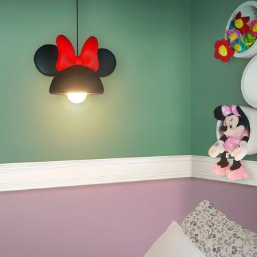 Imagem de Luminária Pendente Orelhas Minnie Black Tpc para Iluminação Decorativa Bivolt 110-220V Preto Disney