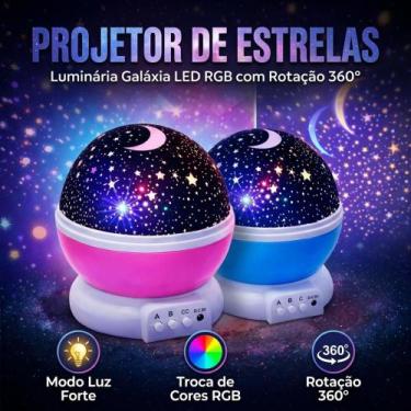 Imagem de Luminária Projetor Céu Estrelado Galáxia LED RGB Rotação 360 Petrin