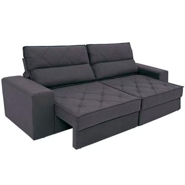 Imagem de Sofá Fassatti 4 Lugares Retrátil e Reclinável 230CM Grafite com Revestimento Suede Linoforte Móveis