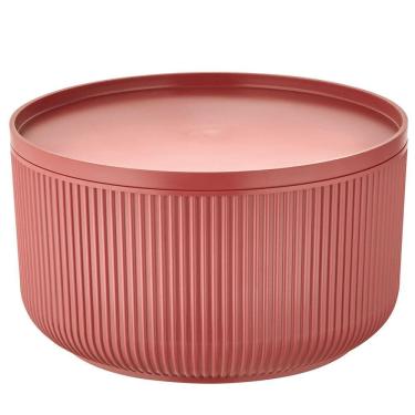 Imagem de Travessa Redonda Velout para Servir Alimentos em Plástico com Tampa de Encaixe 2,5L Marrom Dynasty