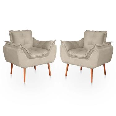 Imagem de Kit 02 Poltronas Opala Sala Confortável Resistente Bege