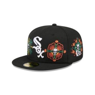 Imagem de BONE NEW ERA 59FIFTY CHICAGO WHITE SOX MLB SKULL & ROSES PRETO-Masculino