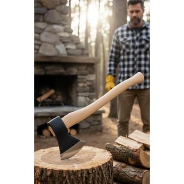 Imagem de Machadinha 37cm Cabo Madeira Aço Carbono Forjado Resistente - Congratu
