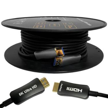 Imagem de Cabo HDMI 2.1 Fibra Óptica 8k 60Hz 48G Ouro de 40 Metros - Wincabos