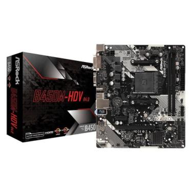 Imagem de Placa mãe ASRock B450M-HDV R4.0 AM4 DDR4 HDMI DVI-D M.2 6x USB 3.1 90-
