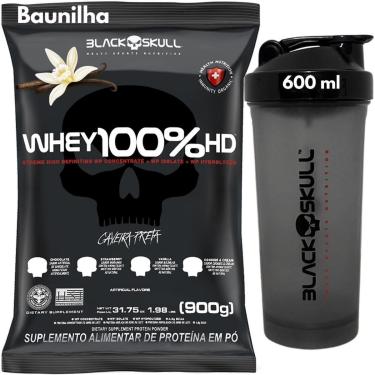 Imagem de Whey Protein 100 HD REFIL Coqueteleira 600ml Kit Black Skull Whey Isolado Concentrado Hidrolisado-Unissex