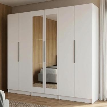 Imagem de Guarda-Roupa Modulado 240 cm 6 Portas com Espelhos 6 Gavetas Branco Neo Madesa 04