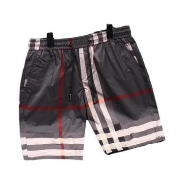 Imagem de Shorts De Natação E Fitness Unissex Estilo Britânico Xadrez Cor Café D