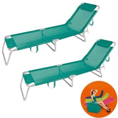 Imagem de Kit 2 Cadeira Espreguiçadeira Alumínio Para Piscina Praia 4 Posições -