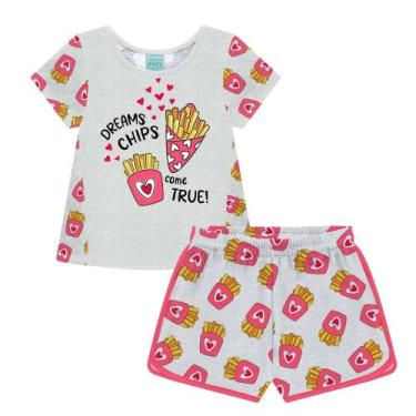 Imagem de Pijama Menina Kyly em Algodão Estampa Batata Frita Cinza/Rosa, 14