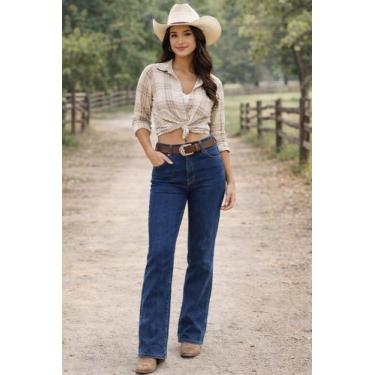 Imagem de Calça Country Jeans Rodeio Feminina MaxDenim Linha Premium, Azul, 38