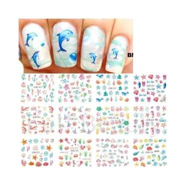 Imagem de Adesivos Coloridos De Conchas E Estrelas Do Mar Para Unhas - 12 Design