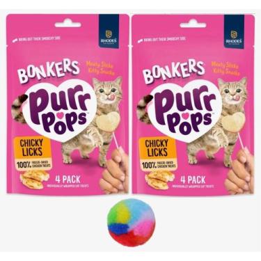 Imagem de Petiscos para gatos Purrpops Chicky Licks de frango liofilizado, 2 pac