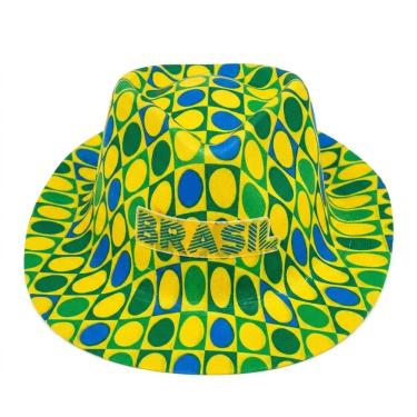 Imagem de Chapéu Malandrinho Brasil Festa Copa Bolinhas Verde Amarelo