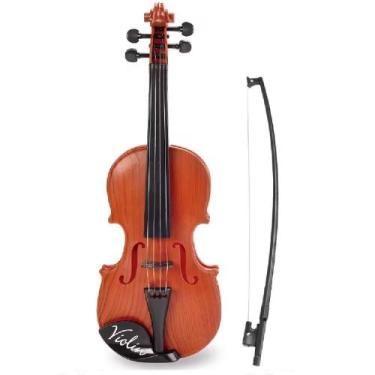Imagem de Mini Violino Infantil com Arco e 4 Cordas para Crianças a Partir de 6 