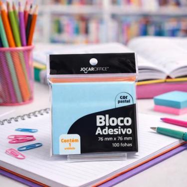 Imagem de Bloco Adesivo 76mmx76mm Pastel com 100 Folhas Jocar Office, Azul Paste