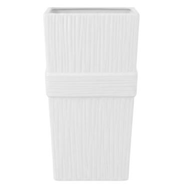 Imagem de VASO EM CERAMICA RETANGULAR BRANCO 19cm FLORARTE - FLOR ARTE