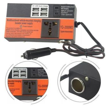 Imagem de Inversor de Potência para Carro Durawel Compatível com 12V-24V a 220V com 4 USB e Display LED Dura Well