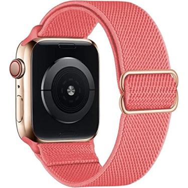 Imagem de Pulseira Nylon Solo Elástica Compatível com Apple Watch (42/44/45, Rosa)