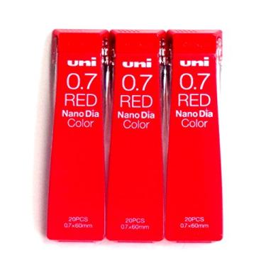 Imagem de Lapiseira Uni grafite Nano diâmetro cor 0,7 mm, vermelho (U07202NDC.15), 20 grafites, pacote com 3/total 60 grafites (importado do Japão) [embalagem original Komainu-Dou]