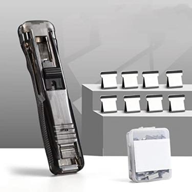 Imagem de LeMall Grampeador 3 em 1 com removedor integrado e armazenamento de grampos, 58 fichários, reutilizável, capacidade para 40 folhas, preto