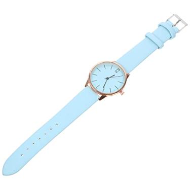 Imagem de Relógio de pulso de poliuretano, pulseira de couro de quartzo, relógio de pulso ajustável para mulheres, enfermeiras, crianças, azul-