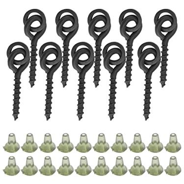 Imagem de VGEBY 10 peças de parafusos de isca com 20 peças de carpa para anel, anéis ovais, carpa, anel, para, carpa, anzol de pesca de carpa (verde)