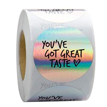 Imagem de WRAPAHOLIC Adesivos You've Got Great Taste - Adesivos holográficos prata e tinta preta para negócios e envio - 5 x 5 cm, 500 etiquetas
