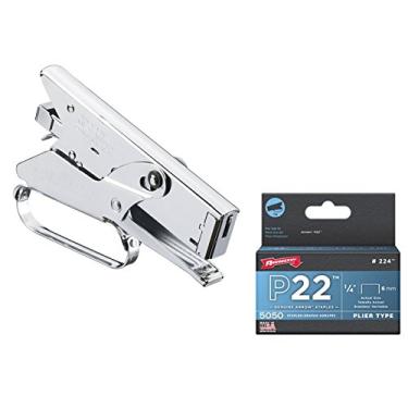 Imagem de Arrow Alicate de grampeador resistente Fastener e 224 grampos genuínos de 1/4 polegada, pacote com 5.050 - pacote com 2 itens