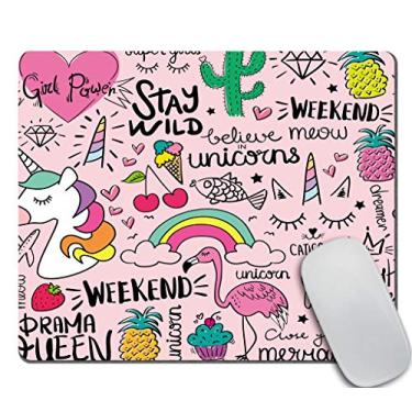Imagem de Mouse pad Amcove Gaming personalizado, flamingo fofo e unicórnio, borracha antiderrapante, confortável e personalizado, mouse pad para computador