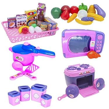 Imagem de Kit Casinha Menina Brinquedo Frutas Legumes Air Fryer 37pç