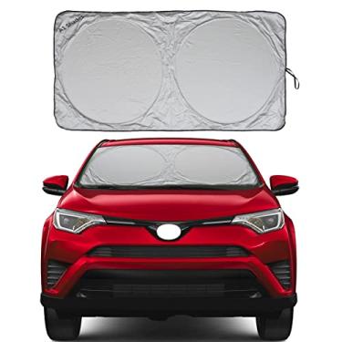 Imagem de Para-brisa de carro com bolsa de armazenamento por A1 para-sol retrátil automotivo caminhão SUV protetor de janela frontal bloqueador de tela para acessórios interiores automotivos para calor médio
