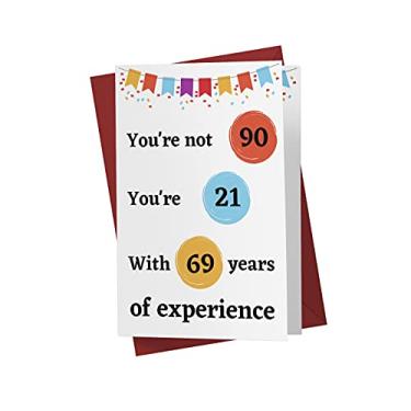 Imagem de Cartão de aniversário de 90 anos engraçado – cartão de aniversário de 90 anos de idade – cartão de feliz aniversário de 90 anos – cartão hilário de aniversário de 90 anos – com envelope