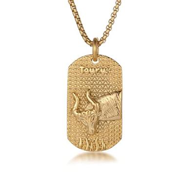 Imagem de LHDUF Pingente de colar vintage homem mulher, pingente em relevo personalizado de 12 constelações, presente de pingente de colar de joias para meninos e meninas, Metal, Sem Pedra Preciosa