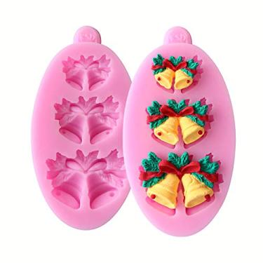 Imagem de HengKe 2 peças formas de sinos de Natal, moldes de bolo de silicone de grau alimentício para projetos de artesanato, festa caseira, molde de chocolate, bolo, bolo, bolos, doces, gelatina, sabonete