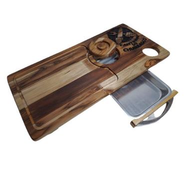 Imagem de Tábua Para Carnes Churrasco Inteligente Gaveta E Porta Lata  Rústico