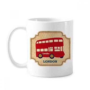 Imagem de Caneca de Carimbo de Ônibus de Dois andares Reino Unido Londres Cerâmica Copo de Porcelana de Café Louça