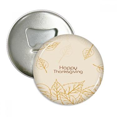 Imagem de Folha Dia de Ação de Graças Padrão Abridor de Garrafas Imã de Geladeira Emblema Multifuncional